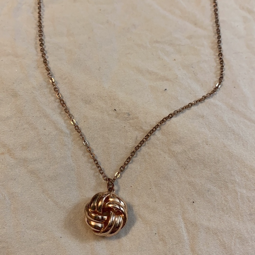 Tahari Rose Gold Love Knot Necklace
